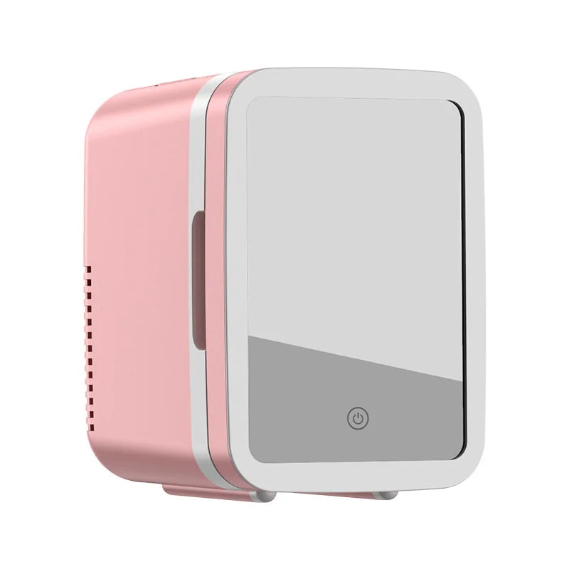 12V/110V-220V Mini Cosmetic Fridge Portable Refrigerator Beauty Face Cosmetics Refrigerators With LED Mirror For Car Home 4L SOREBRAIN