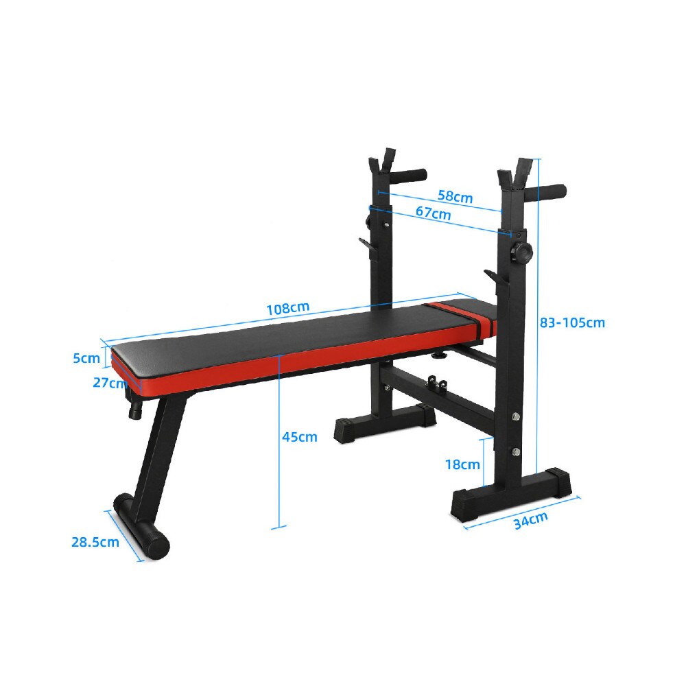 Banc de musculation pliable réglable avec barres de support pour haltères et station de dips SOREBRAIN