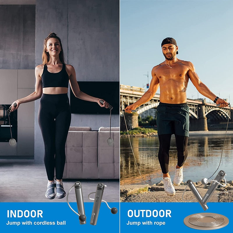Corde à sauter de fitness avec compteur à poids sans fil ou avec fil réglable SOREBRAIN