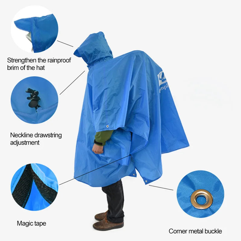 3 In 1 Outdoor Rain Jacket Waterproof Raincoat Hiking Mountaineering Travel Rainwear Multifunctional Outdoor Activity Rain Gear SOREBRAIN