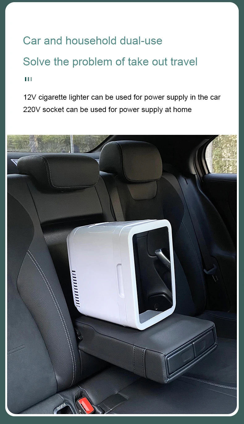 12V/110V-220V Mini Cosmetic Fridge Portable Refrigerator Beauty Face Cosmetics Refrigerators With LED Mirror For Car Home 4L SOREBRAIN