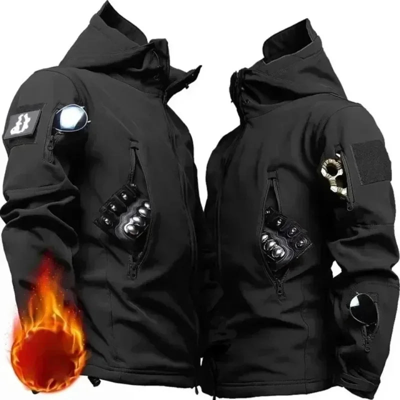 Winter Russian Camo Fleece Hooded Mens Jacket Multiple Pocket Zipper Waterproof and Windproof Hunting Tactical Coat Ropa Hombre SOREBRAIN