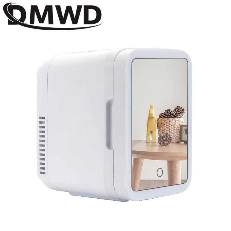 12V/110V-220V Mini Cosmetic Fridge Portable Refrigerator Beauty Face Cosmetics Refrigerators With LED Mirror For Car Home 4L SOREBRAIN