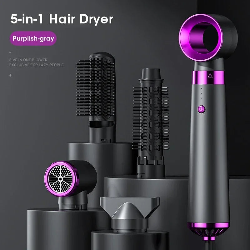Electric Hair Dryer 5 in 1 Multifunctional Hair Straightener Negative Ion Hair Care Curler Blow Dryer Styling Set Strong Wind SOREBRAIN