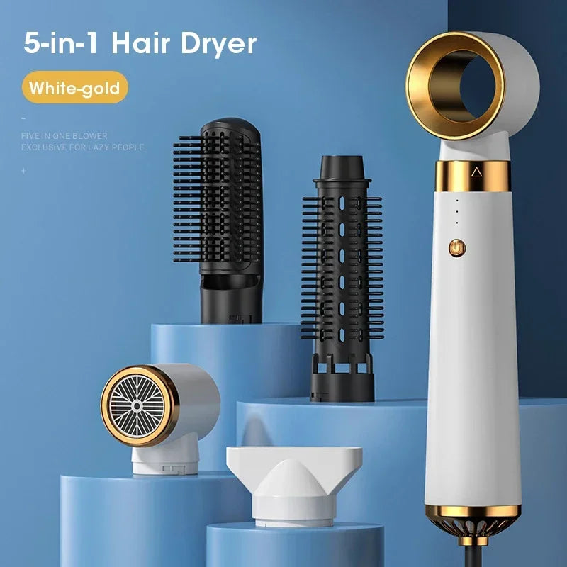 Electric Hair Dryer 5 in 1 Multifunctional Hair Straightener Negative Ion Hair Care Curler Blow Dryer Styling Set Strong Wind SOREBRAIN