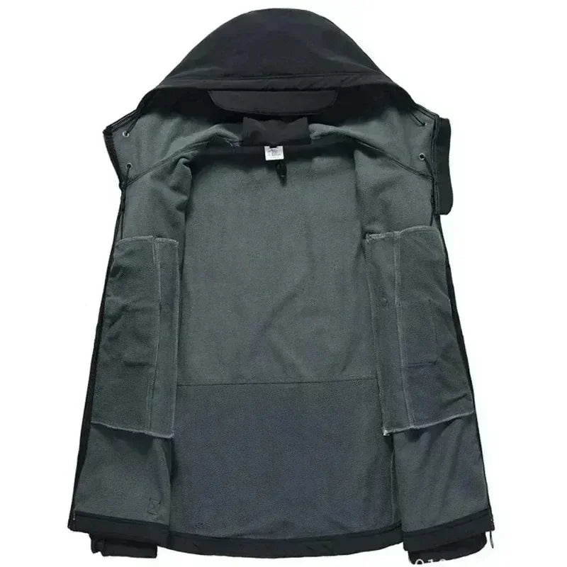 Winter Russian Camo Fleece Hooded Mens Jacket Multiple Pocket Zipper Waterproof and Windproof Hunting Tactical Coat Ropa Hombre SOREBRAIN
