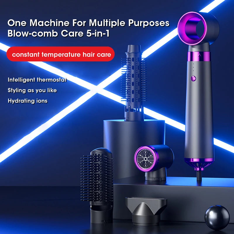 Electric Hair Dryer 5 in 1 Multifunctional Hair Straightener Negative Ion Hair Care Curler Blow Dryer Styling Set Strong Wind SOREBRAIN