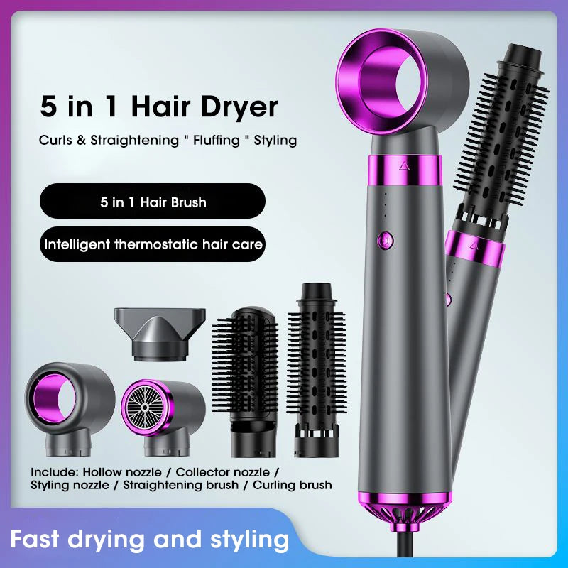 Electric Hair Dryer 5 in 1 Multifunctional Hair Straightener Negative Ion Hair Care Curler Blow Dryer Styling Set Strong Wind SOREBRAIN