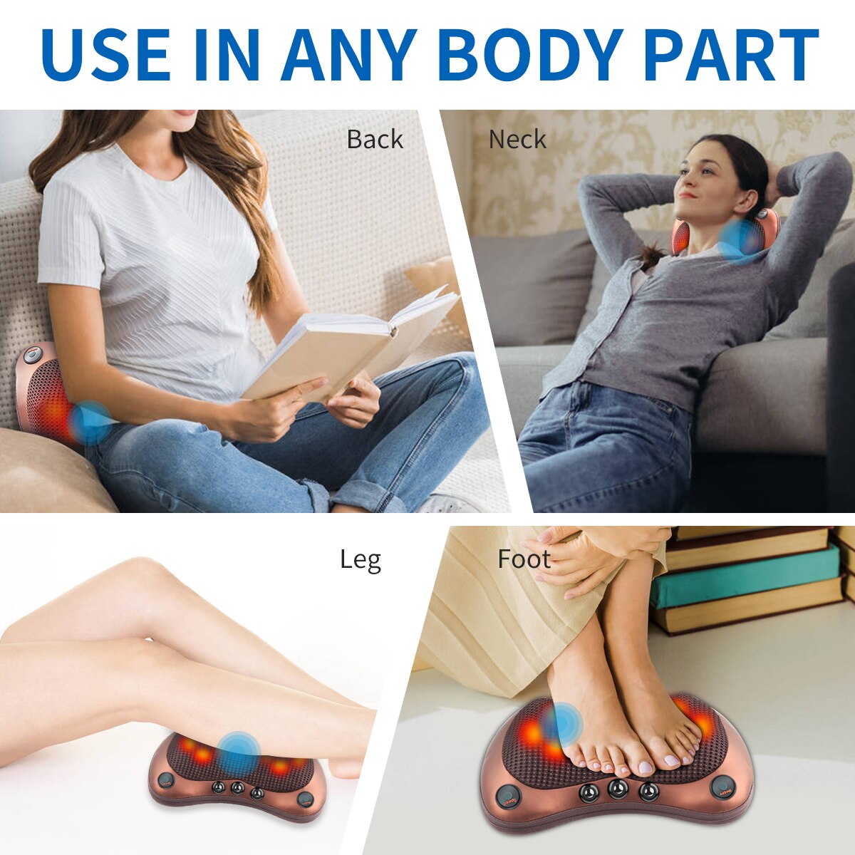 Coussin de massage à 6 têtes électrique SOREBRAIN