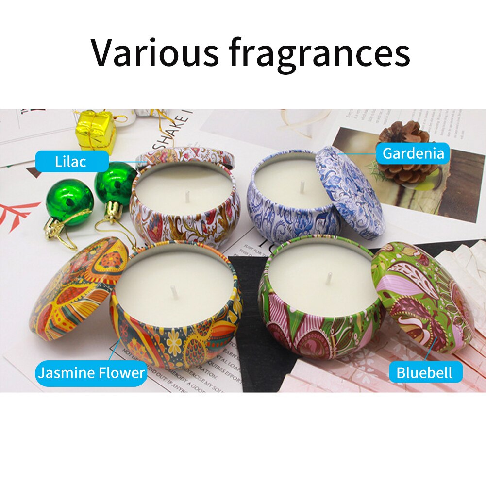 Lot de 4 bougies parfumées  portable pour idéal pour un moment de détente et d'apaisement - PROMOTION -17 % SOREBRAIN