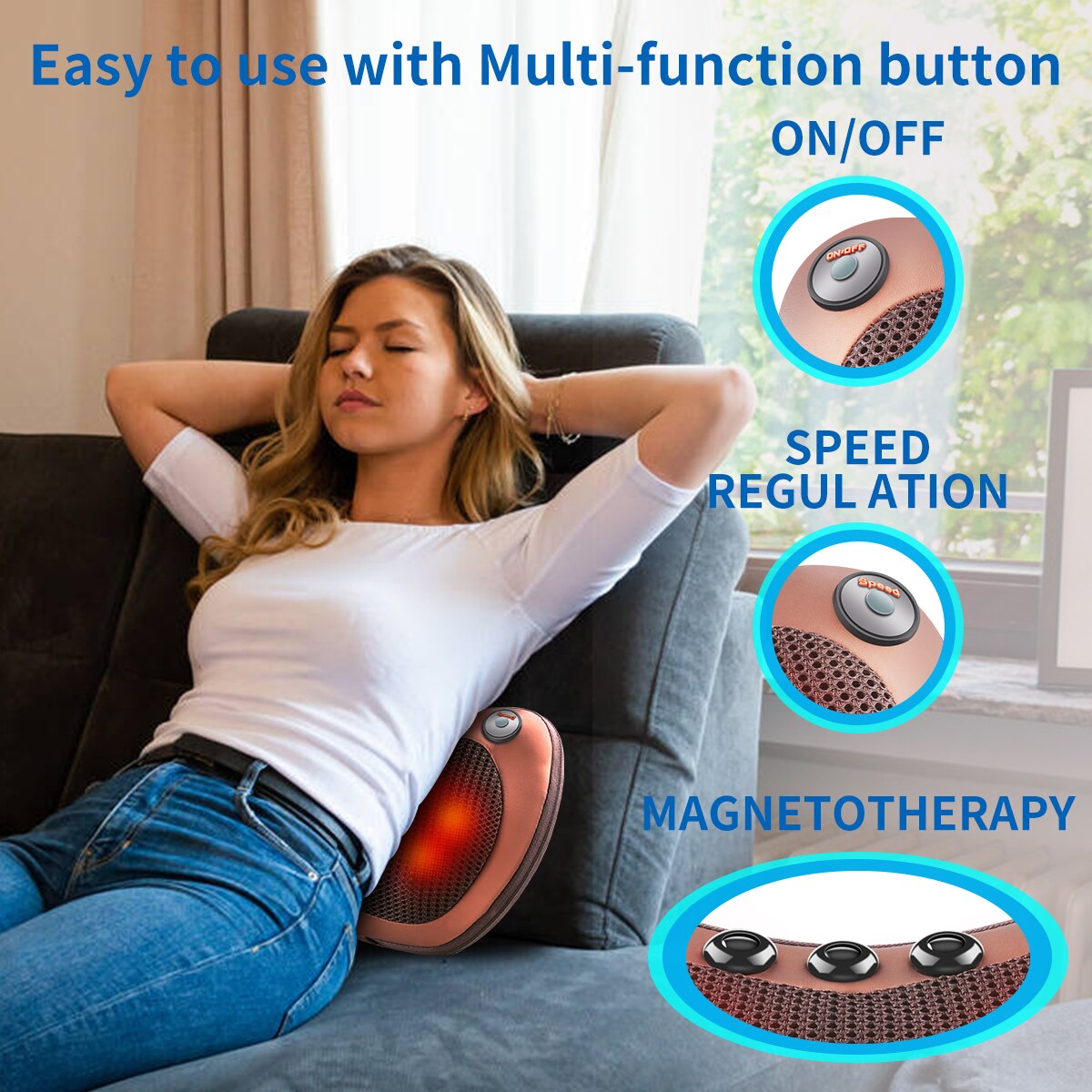 Coussin de massage à 6 têtes électrique SOREBRAIN